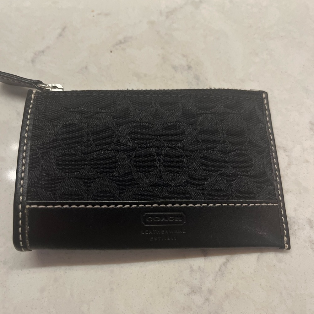 Brand new Coach black Leather Keychain card case